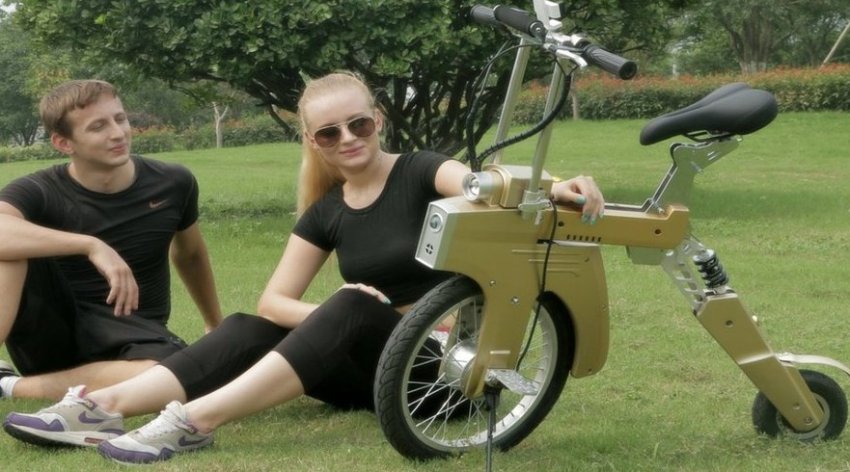 Складной электровелосипед SitGo заряжается от розетки и прикуривателя в автомобиле - «Велоновости»